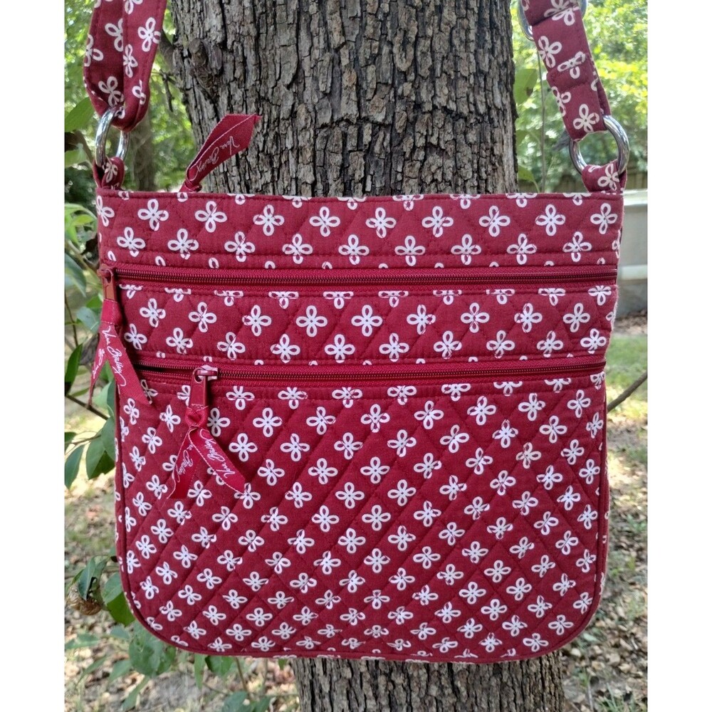 Retired Vera Bradley Shoulder/Crossbody Bag Purse Tote Burgundy White Quilted